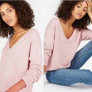 Everlane The Soft Cotton V neck Sweater Pale Pink Size Large